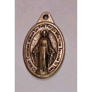 Vintage Medal Pendant Silver 1830 Italy Miraculous Virgin Mary Catholic Charm